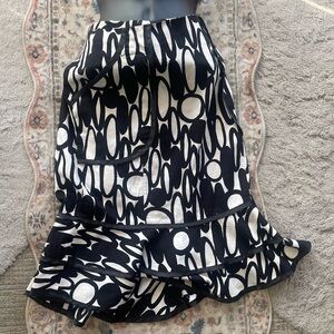 Carolina Herrera Black and White Midi Skirt